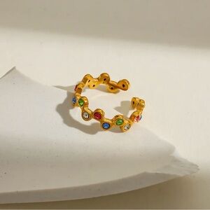 ✨ Multicolor Bezel Zircon Ring | Gold PVD Stainless Steel ✨